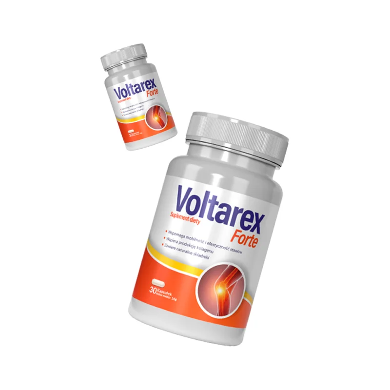Voltarex Forte — dwa opakowania kapsułek w różnych rozmiarach